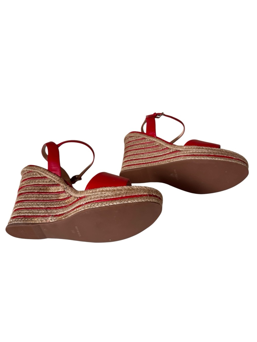 Vince Camuto Red Leather Espadrille Wedge Sandals Ankle Strap Size 10B - Picture 5 of 8
